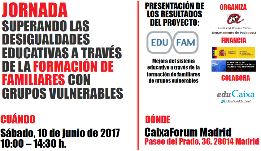Presentation of R+D EDUFAM results in CaixaForum Madrid, June 10, 2017